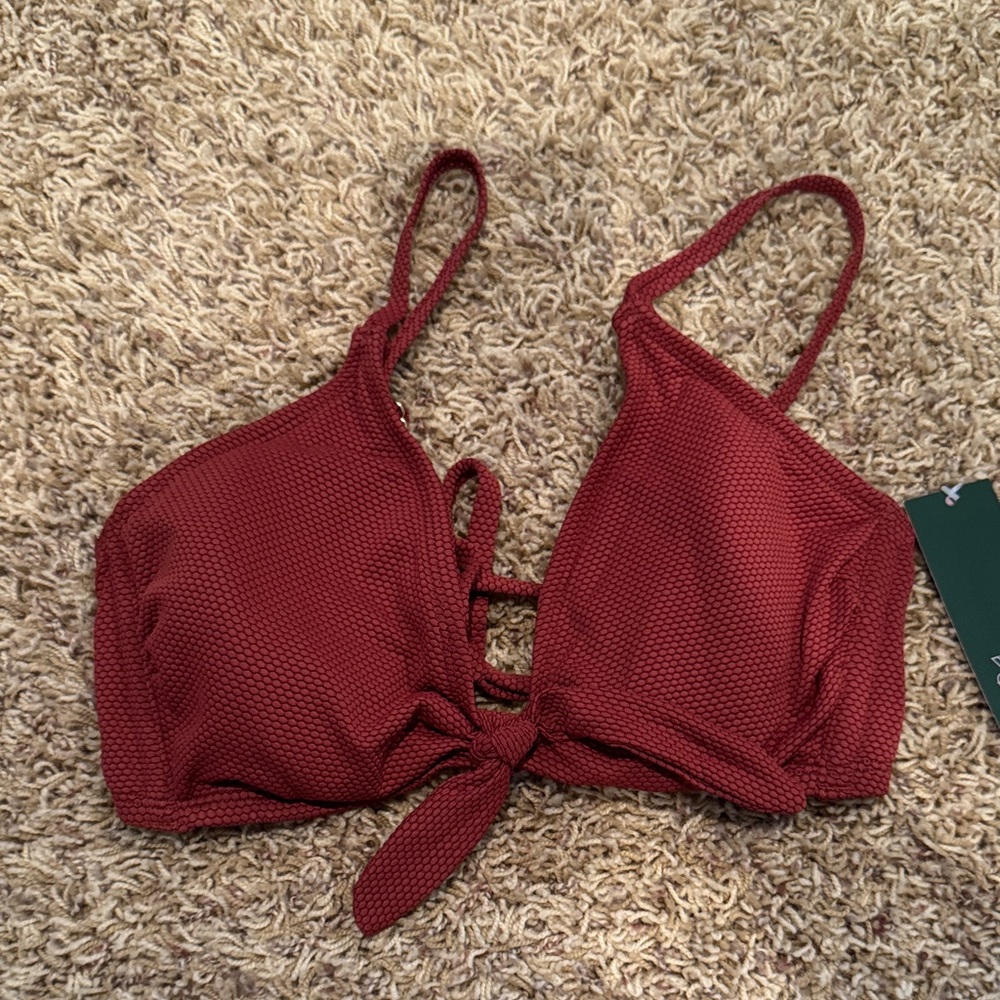 Redish Brown Textured Bikini Top